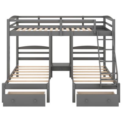 Streamdale Full Over Twin & Twin Bunk Bed, Triple Bunk Bed With Drawers