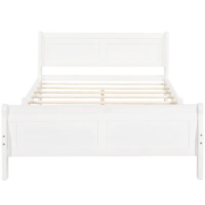 Streamdale Queen Size Wood Platform Bed With Headboard And Wooden Slat Support