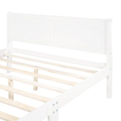 Streamdale Queen Size Wood Platform Bed With Headboard And Wooden Slat Support