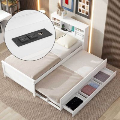 Streamdale Twin Platform Bed with Storage and Trundle