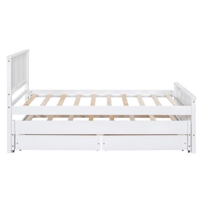 Twin Size Platform Bed With Trundle And Drawers