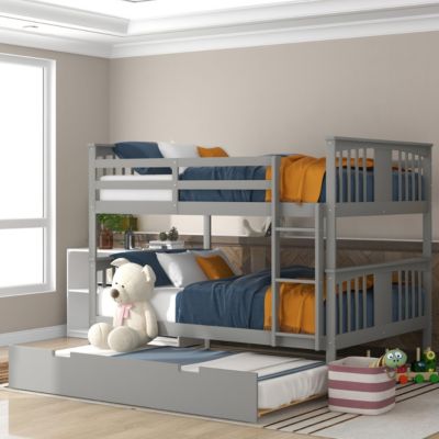 Streamdale Full Over Full Bunk Bed With Twin Size Trundle And Ladder