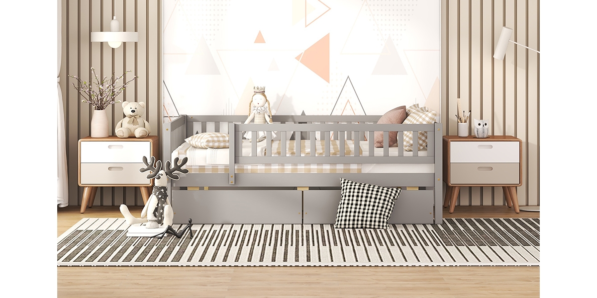 Streamdale Furniture Full Size Daybed Wood Bed With Two Drawers