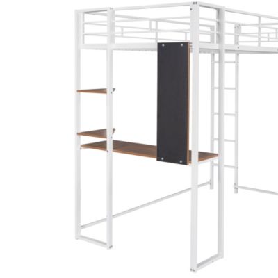 Streamdale Twin Metal Loft Bed With 2 Shelves And One Desk