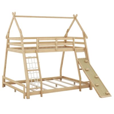 Streamdale Twin Over Queen House Bunk Bed With Climbing Nets And Climbing Ramp