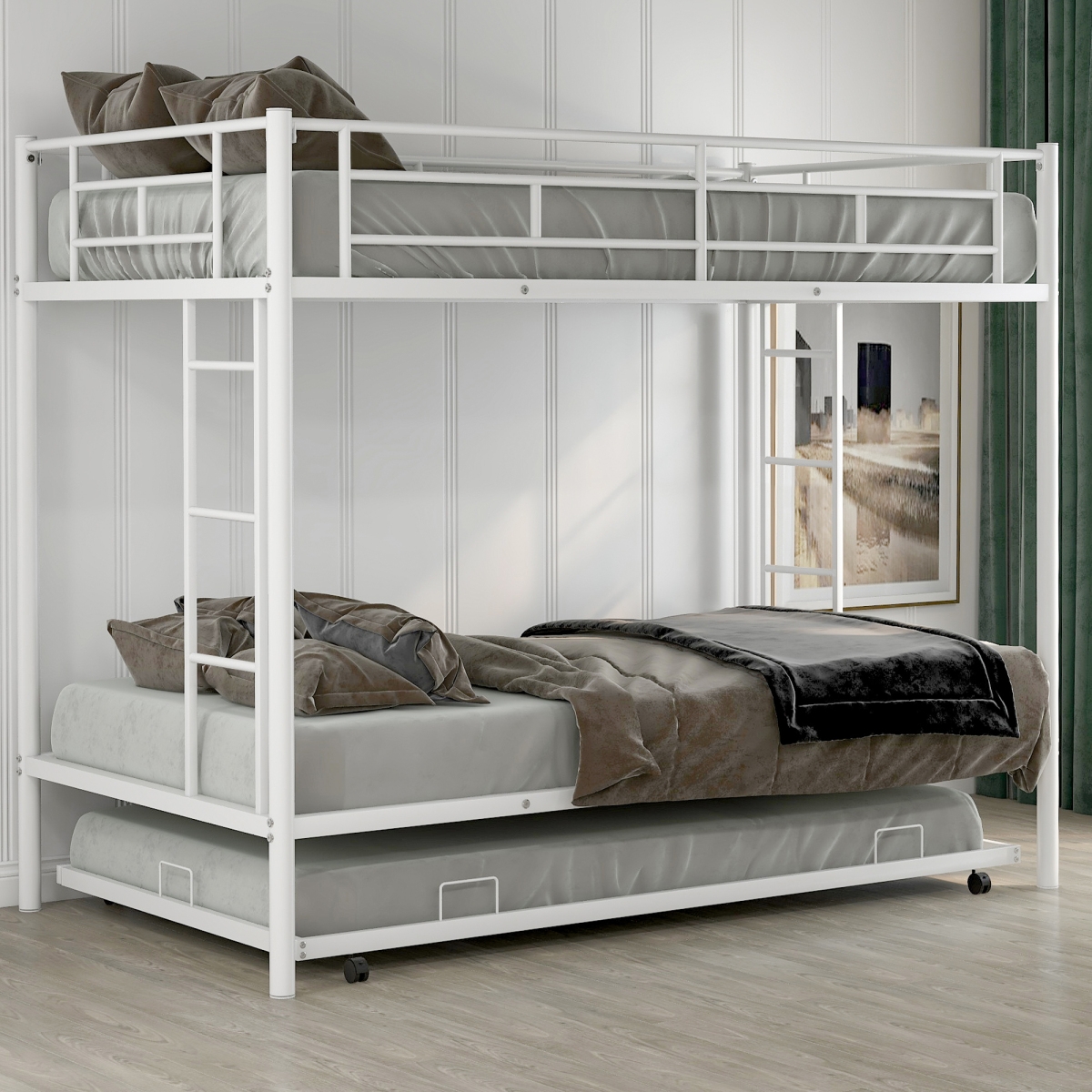 Simplie Fun Twin Over Twin Bunk Bed With Trundle