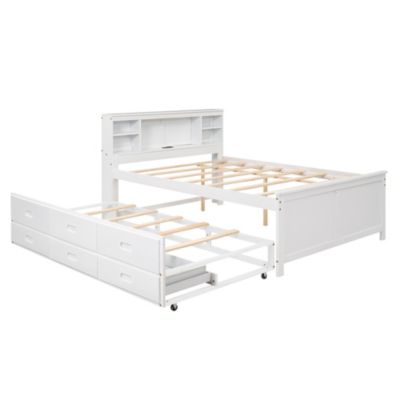 Twin Platform Bed with Storage, USB, Trundle, and Drawers
