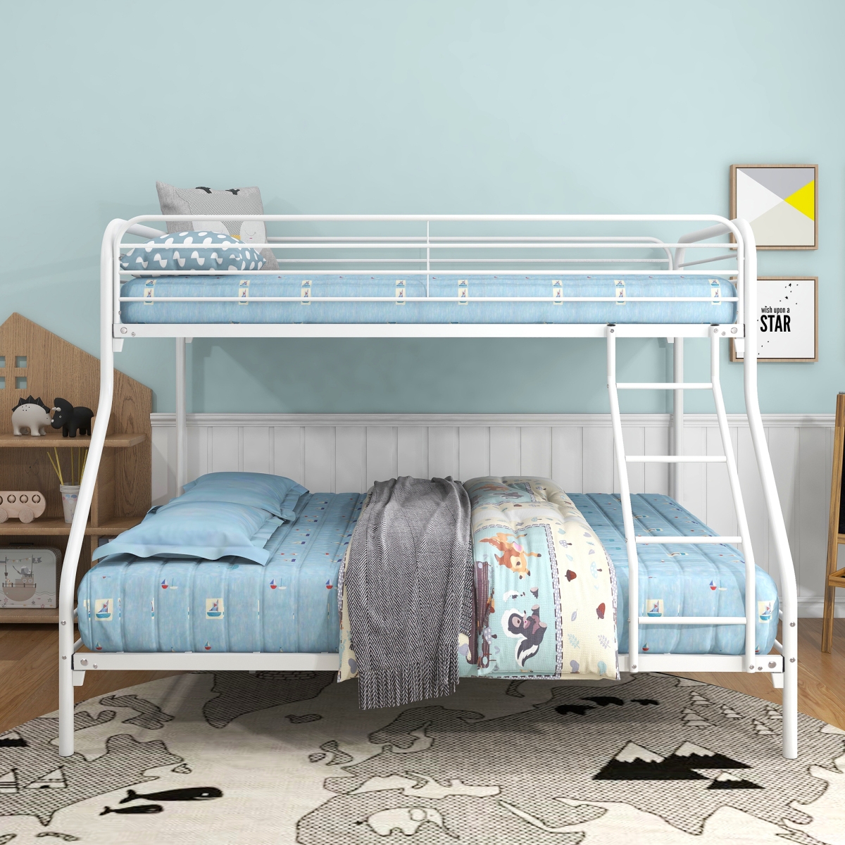 Simplie Fun White Metal Twin Over Full Bunk Bed