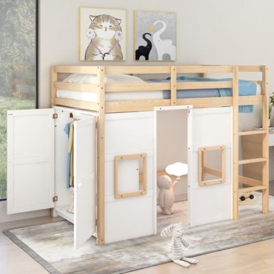 Streamdale Twin Loft Bed with Storage and Windows