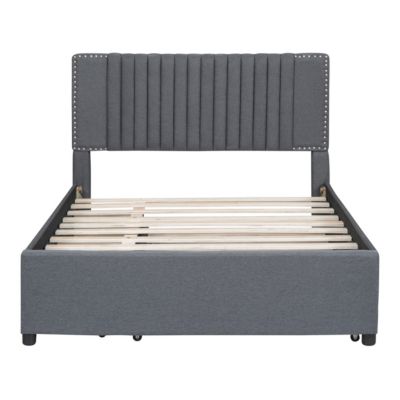 Classic Upholstered Platform Bed with Trundle