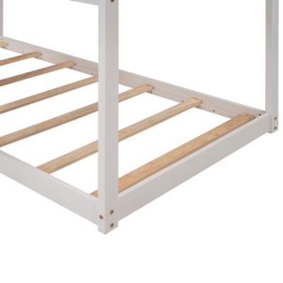 Bunk Bed with Roof, Window, and Guardrail - Twin