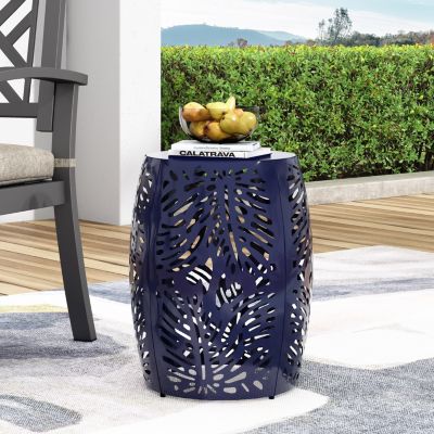Modern Palm Leaf Side Table with Durable Iron Frame