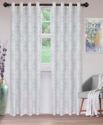 Lotus Floral Damask Jacquard Grommet Top Curtains, 52" x 84" (Set of 2)