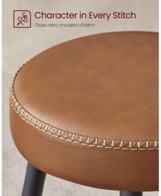 Set Of 2, Kitchen Bar Stools, Breakfast Stools, Synthetic Leather With Stitching
