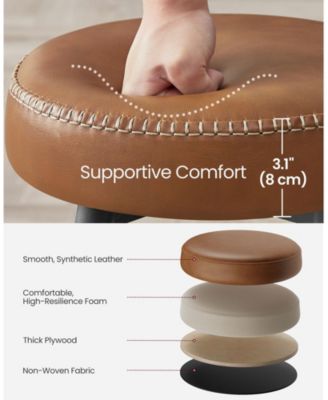 Set Of 2, Kitchen Bar Stools, Breakfast Stools, Synthetic Leather With Stitching