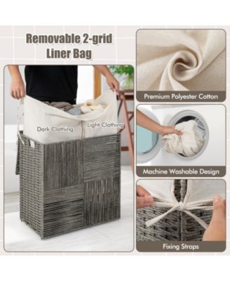 29 Gallons Laundry Hamper with Convenient Handles and Removable Liner Bag-Grey