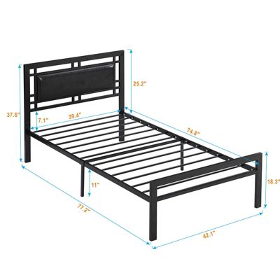 Twin Bed Frame, Modern Metal Bed