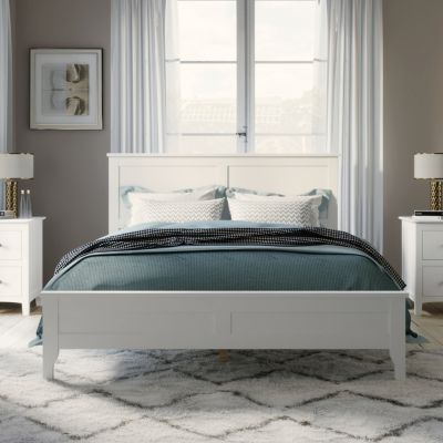 Streamdale Modern White Solid Wood Full Platform Bed