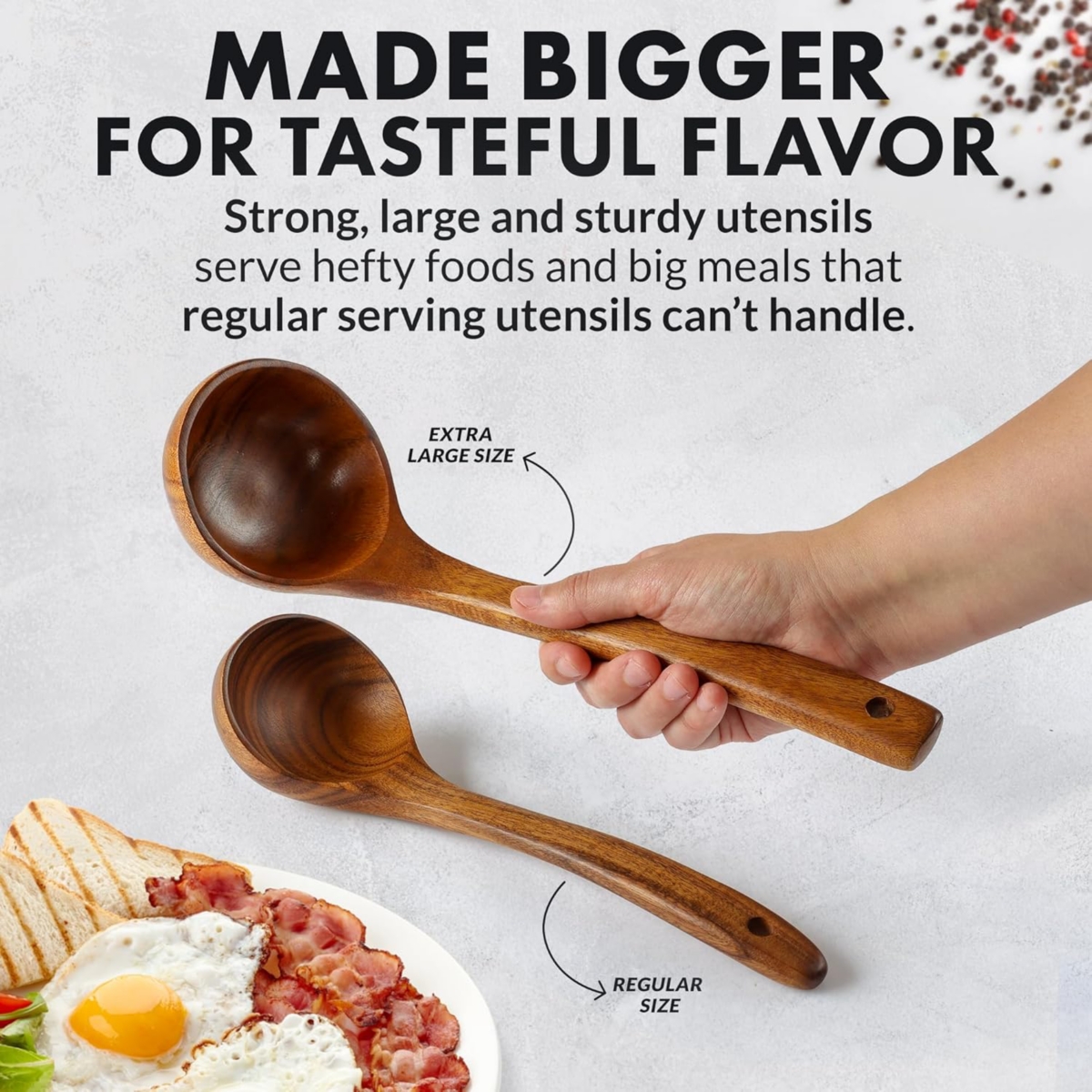 Zulay Kitchen 5-Piece Natural Teak Wooden Utensils for Cooking