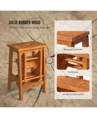 3-in-1 Rubber Wood Convenient Handle Step Stool
