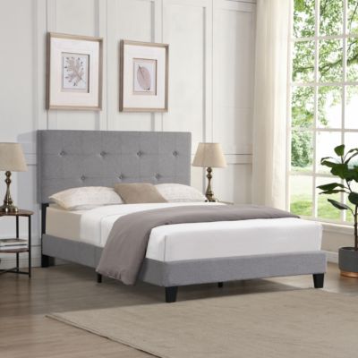 Modern Linen Upholstered Platform Bed Frame