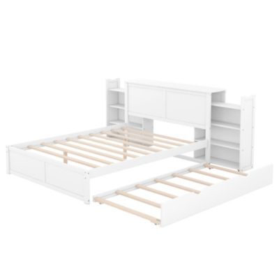 Streamdale Queen Storage Bed with Pull-Out Shelves and Trundle