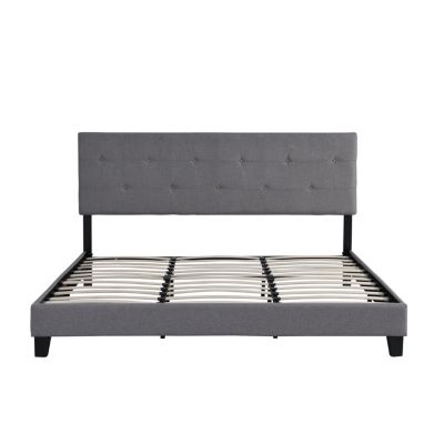 Upholstered King Platform Bed, Tufted Headboard, Easy Assembly.