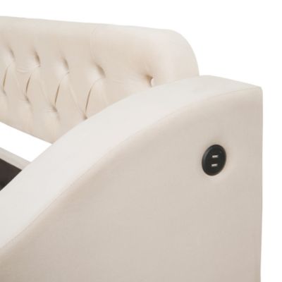 Twin Gray Upholstered Storage Armrest USB Port Daybed