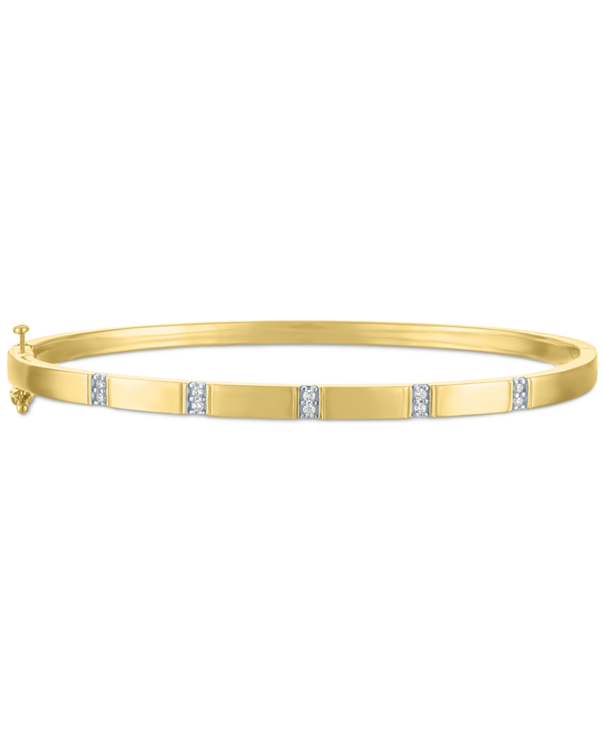 Macy's 2-pc. Set Diamond Bangle Bracelets (1/5 Ct. T.w.) In 14k Gold-plated Sterling Silver In Gold-plated Sterling Silver