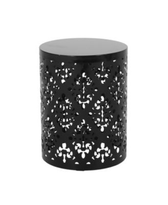 Elegant Iron Cut Side Table Set with Cylindrical Structure