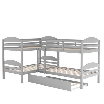 Streamdale Twin L-Shaped Bunk Bed With Trundle