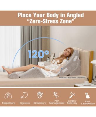 4 Pieces Bed Wedge Pillow for Back Neck and Leg Pain Relief-Gray