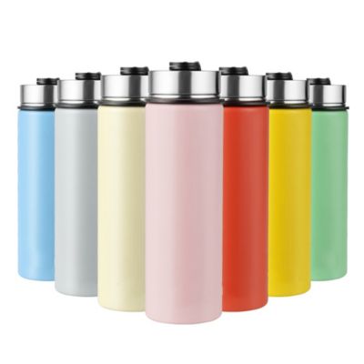 Double-Walled Insulated Stainless Steel Water Bottle with 2 Lids and Straw