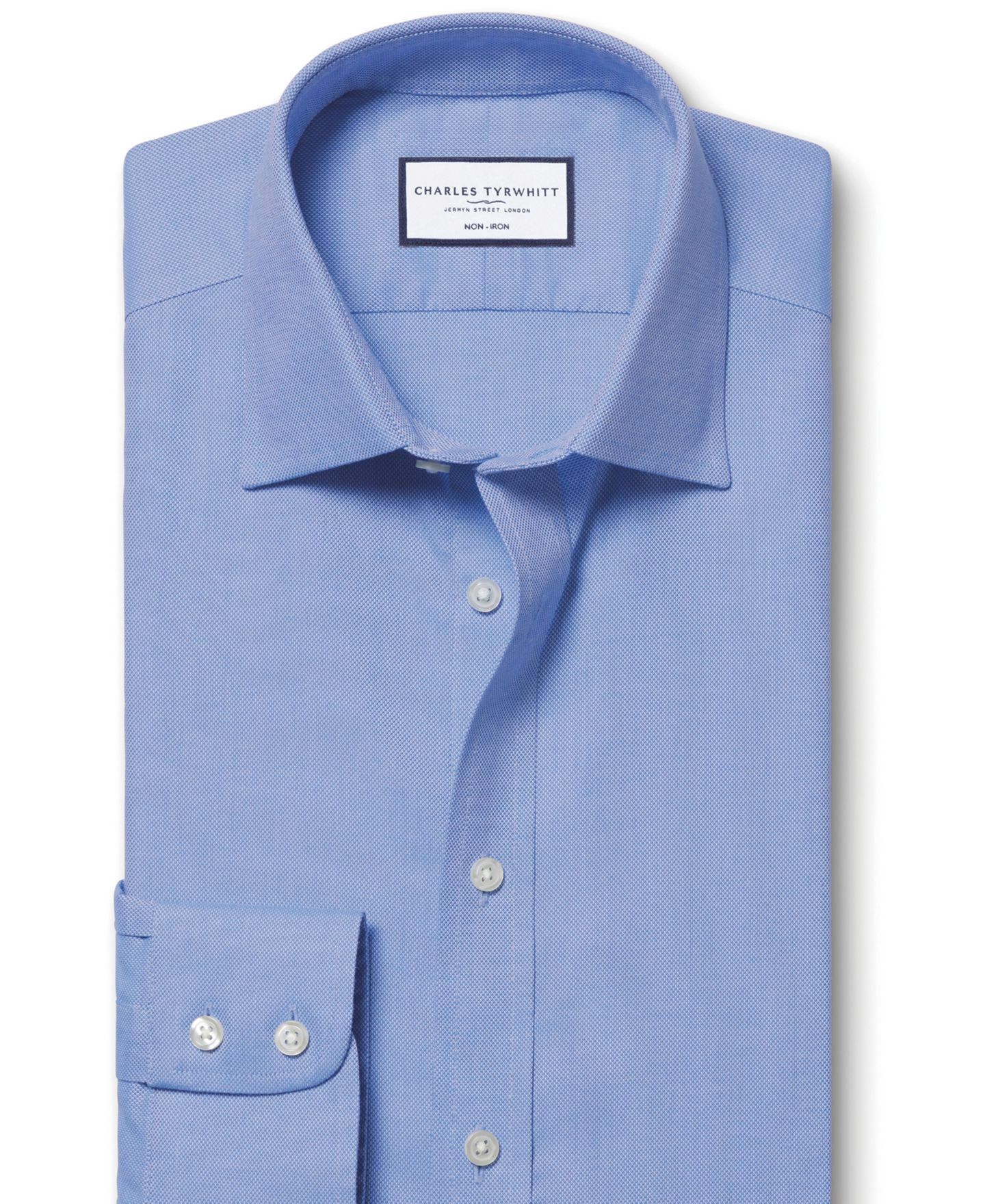 Мужская рубашка Charles Tyrwhitt Slim-Fit Non-Iron Royal Oxford Dress Shirt, цвет: Океанский синий — фото 4