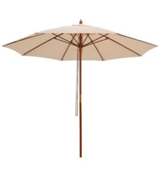 9.5 Feet Pulley Lift Round Patio Umbrella with Fiberglass Ribs