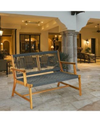 2-Person Acacia Wood Yard Bench for Balcony and Patio