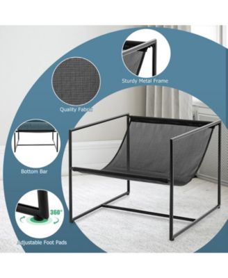 2 Pieces Sling Accent Chair Leisure Chair with Weatherproof Seat Fabric Indoor Outdoor