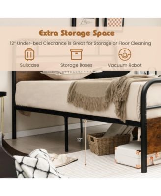 Full Size Bed Frame with Industrial Headboard-Full Size