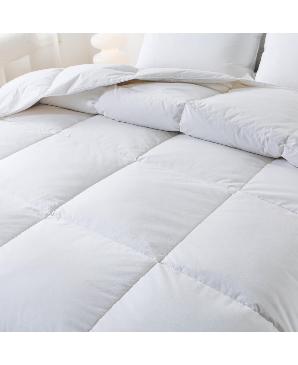 Royal Velvet Heavy Weight White Goose Nano Down And Feather Blend Comforter, Queen In White