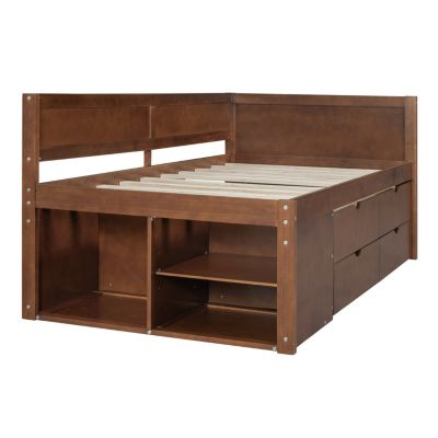 Twin Size Wood Daybed With Drawers And Shelves
