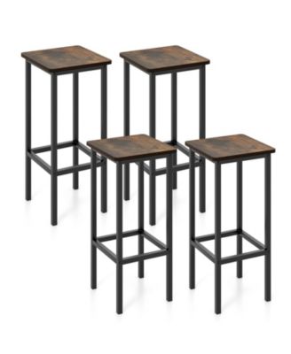 Set of 4 Bar Stool Set 26 Inch Bar Chair with Metal Legs and Footrest