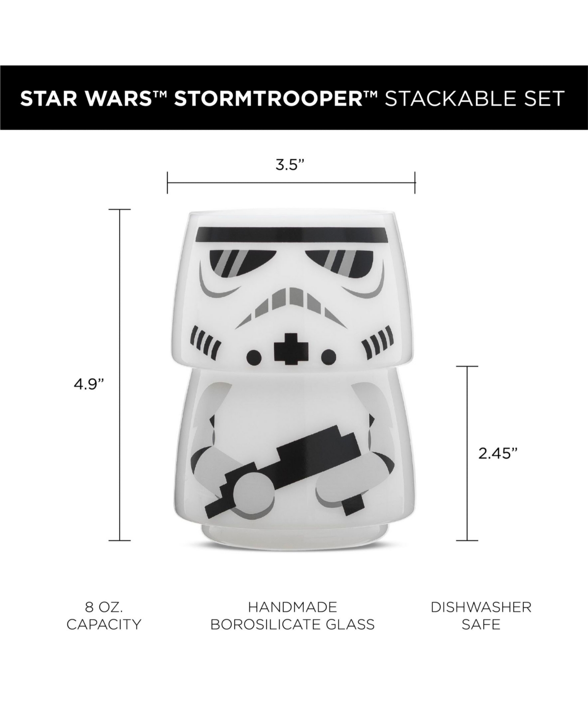 JOYJOLT STAR WARS STACKABLE CHARACTER COLLECTION STORM TROOPER STACKABLE GLASSES 