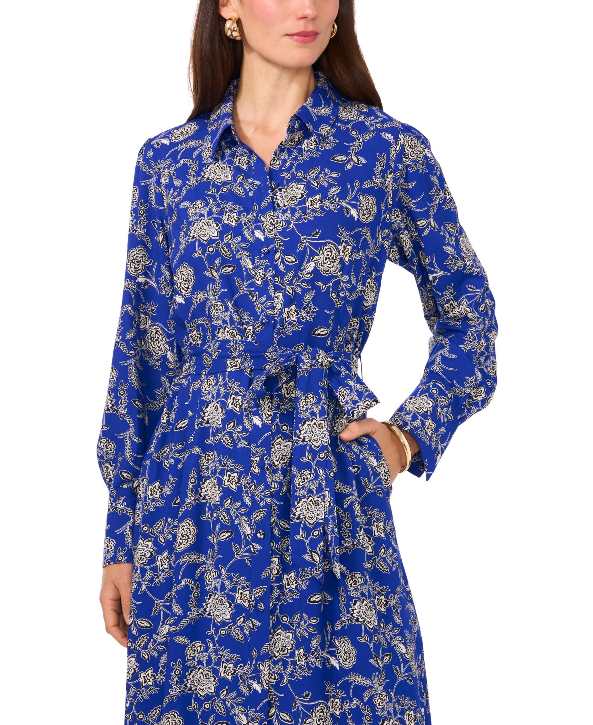 Vince Camuto Women's Floral-Print Maxi Shirtdress