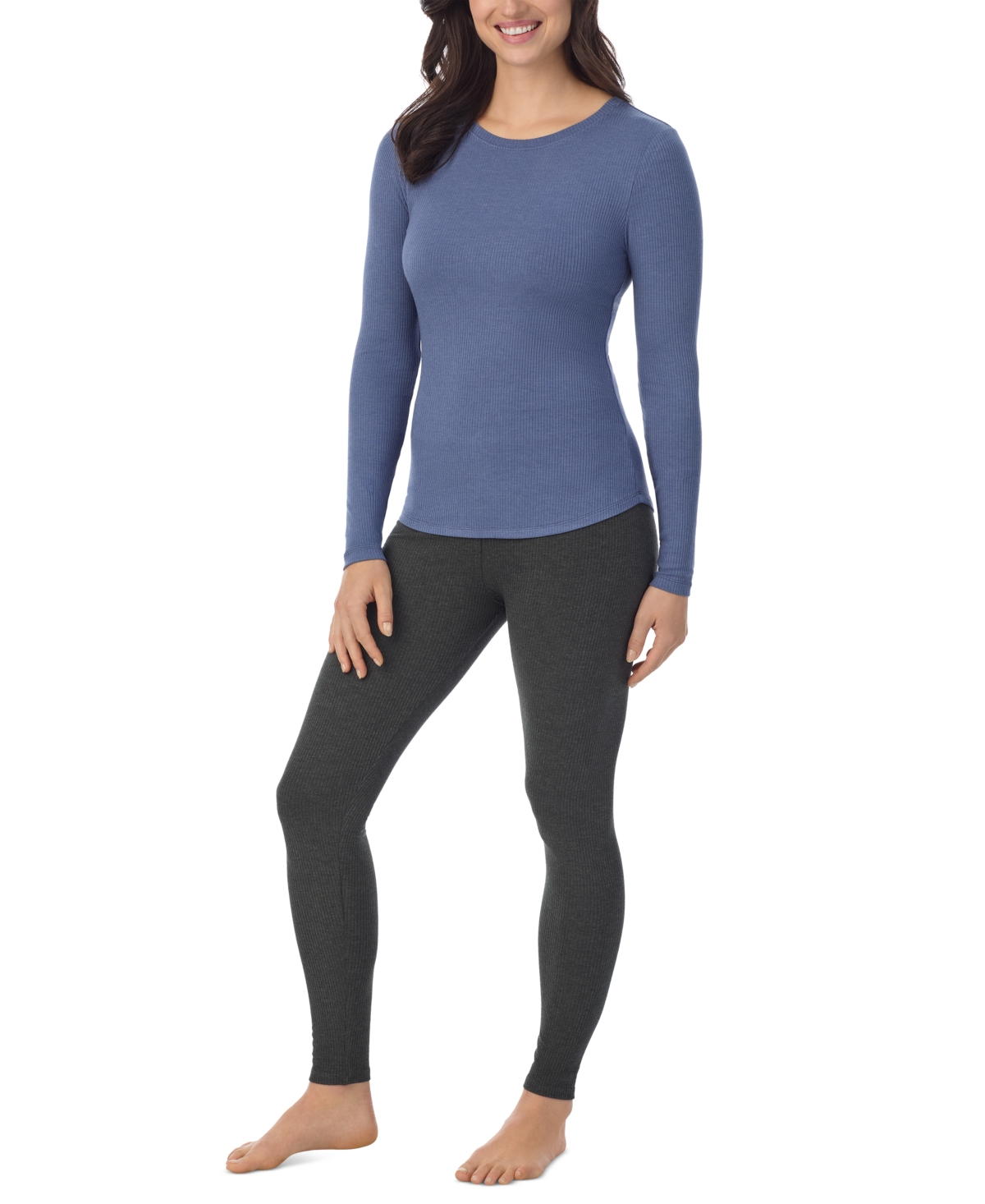 Cuddl Duds Women s Ribbed Crewneck Long Sleeve Top Black Smart Closet