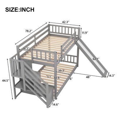 Streamdale Twin Over Twin Bunk Bed &acirc;€“ 1 Pc, Wood, Convertible Slide & Stairway, Space-Saving Kids Bedroom Furniture