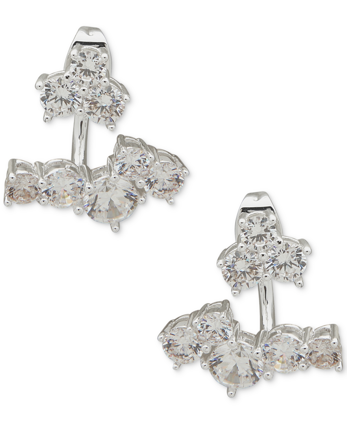 Silver-Tone Cubic Zirconia Jacket Earrings - Crystal