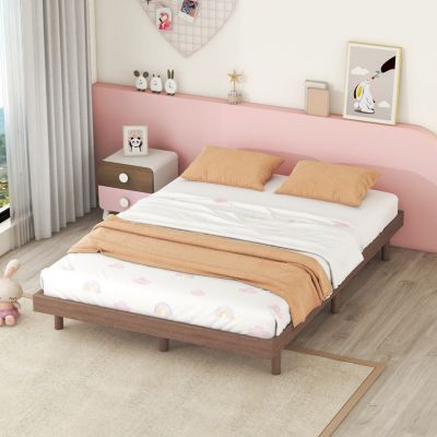 Full Size Wood Floating Platform Design Bed Frame