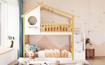 Twin-Over-Twin Stairway Bunk Bed with Storage