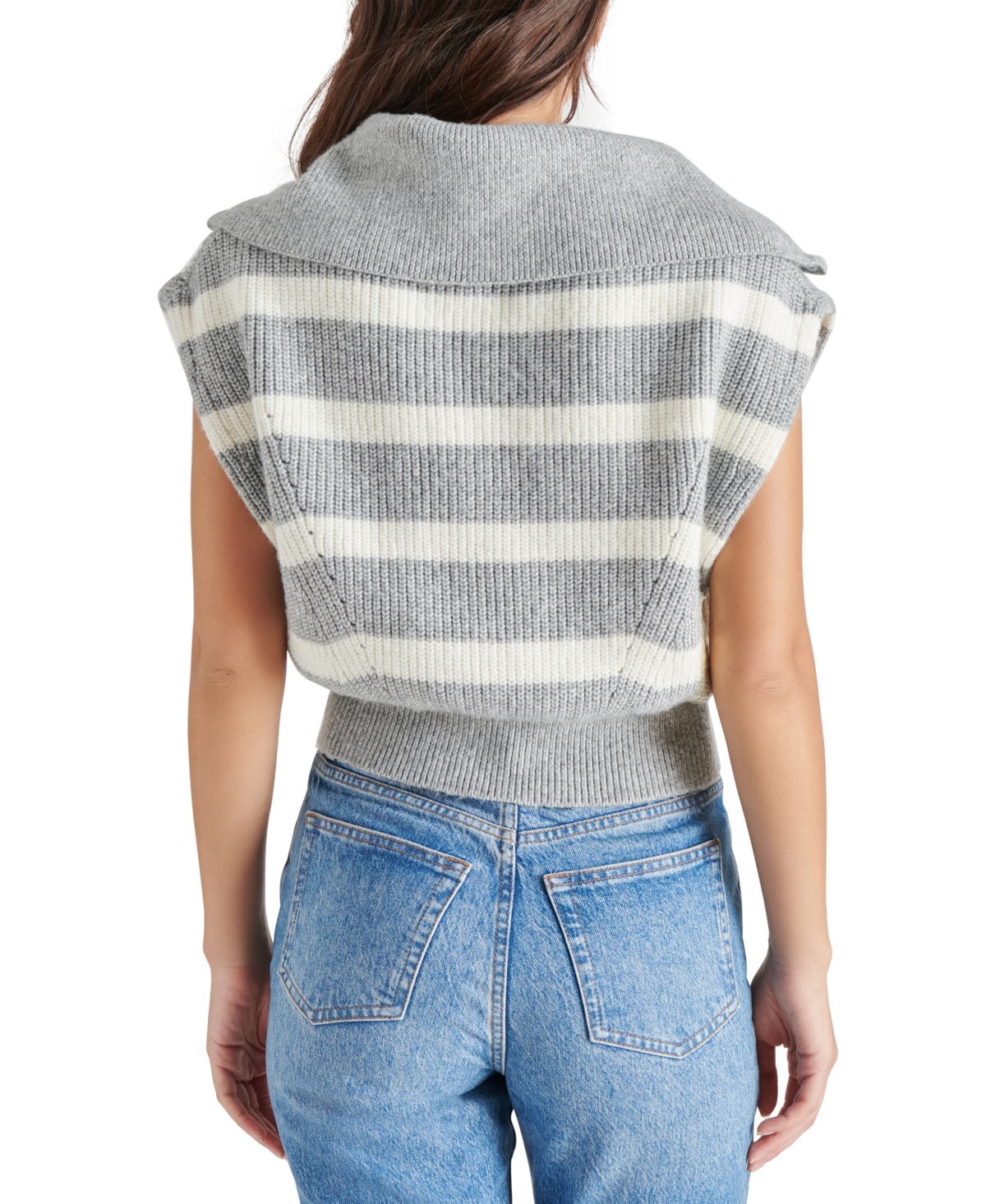 Steve Madden Women's Easton Stripe Cap-Sleeve Sweater