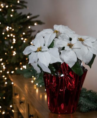 White Artificial Christmas Poinsettia 13.75"